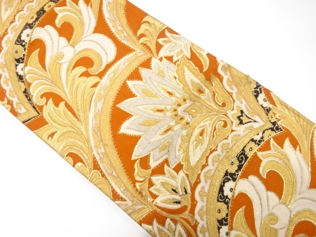 JAPANESE KIMONO / ANTIQUE FUKURO OBI / SILK / WOVEN FLORAL SARASA